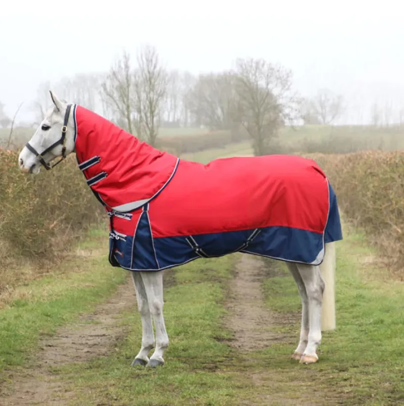 DefenceX System 200g Turnout Rug with Detachable Neck Cover - Dark Red